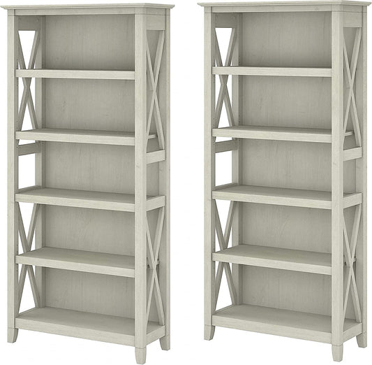 Linen White Oak Bookcase Set by Bush Furniture-0