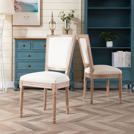 Beige French Bistro Farmhouse Dining Chairs Set of 4-0