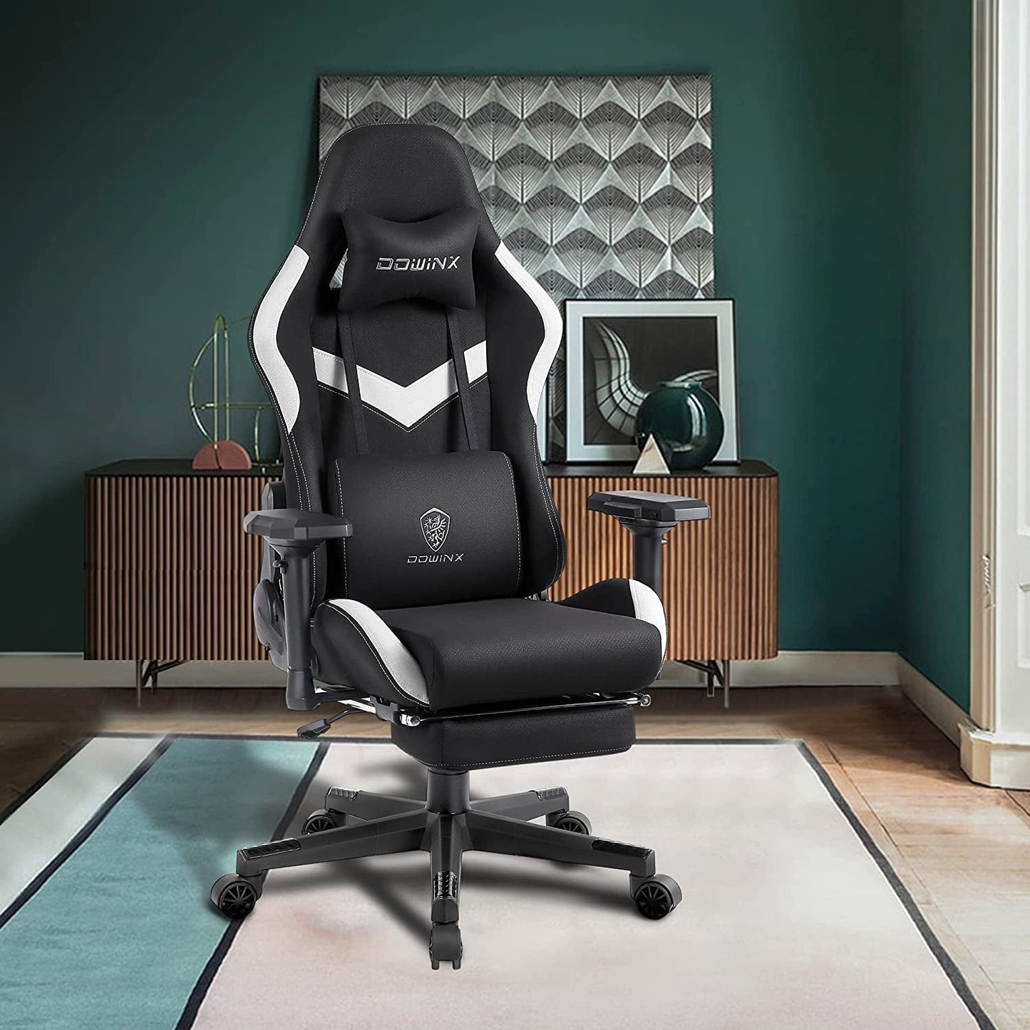 Ergonomic Gaming Chair with Massage and Footrest-0