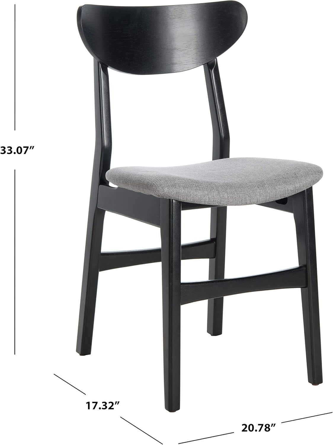 Home Lucca Retro Black and Grey Cushion Dining Chair, Set of 2-2