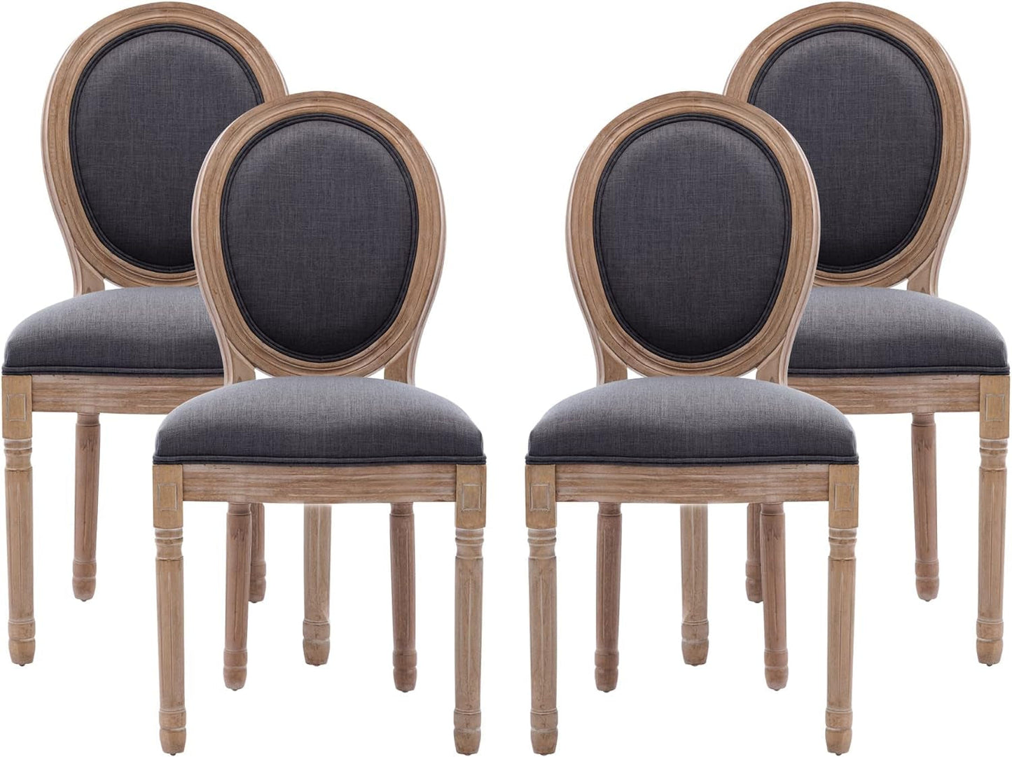 French Country Dining Chairs Set of 4, Farmhouse Dining Chairs, Wood round Back Dining Room Chair, for Dining Room/Living Room/Bedroom-0