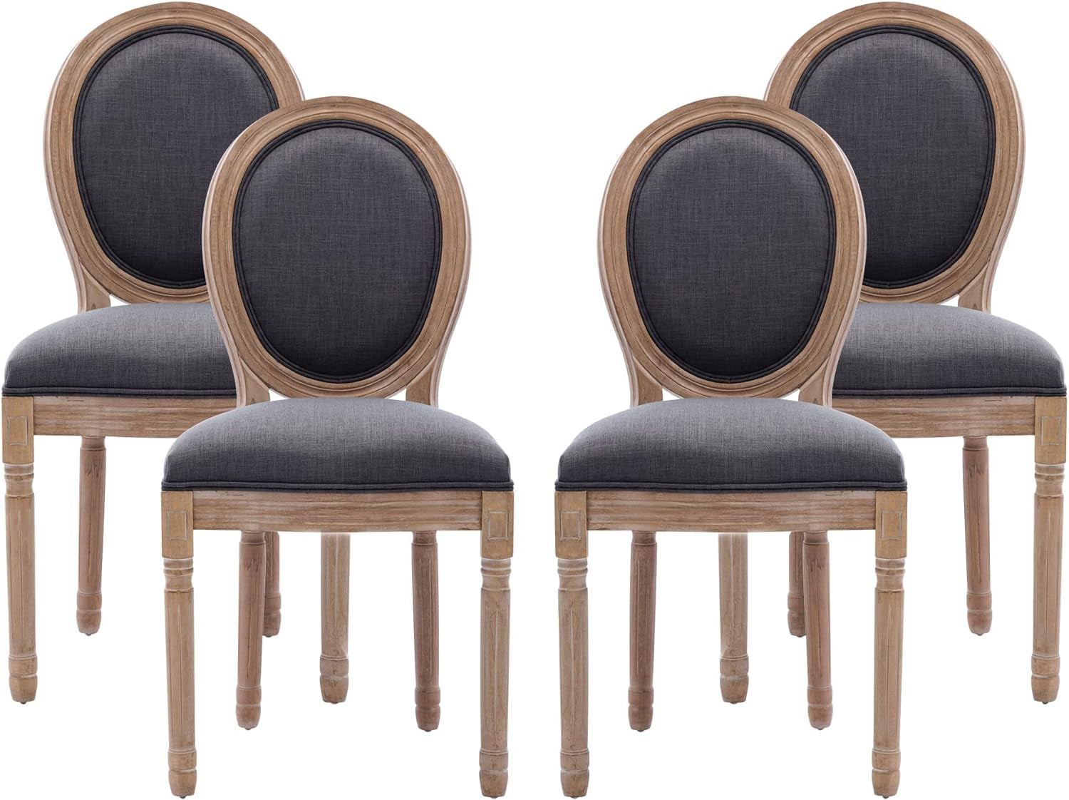French Country Dining Chairs Set of 4, Farmhouse Dining Chairs, Wood round Back Dining Room Chair, for Dining Room/Living Room/Bedroom-0