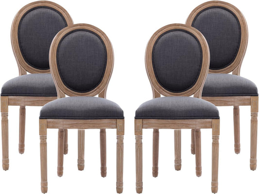 French Country Dining Chairs Set of 4, Farmhouse Dining Chairs, Wood round Back Dining Room Chair, for Dining Room/Living Room/Bedroom-0