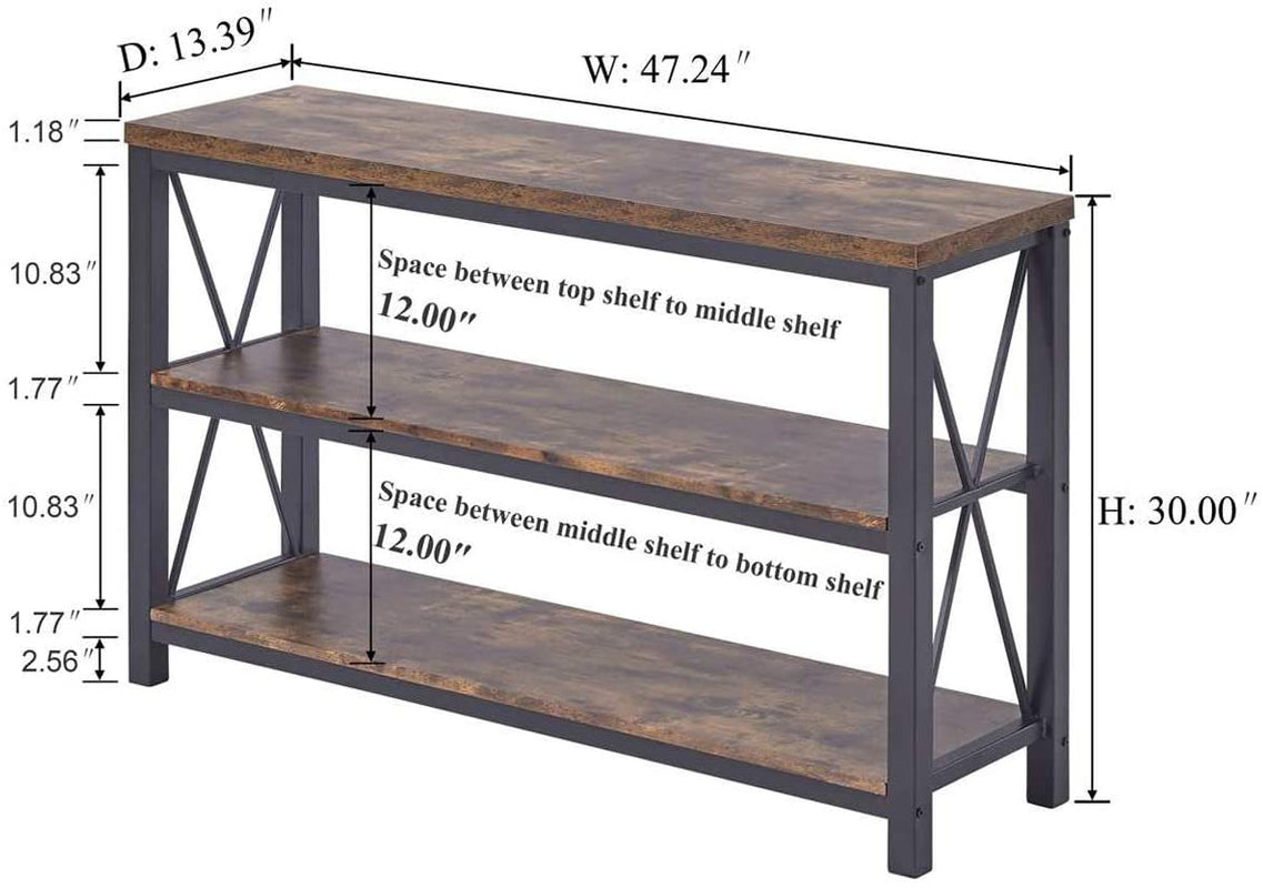 Rustic 3-Tier Sofa Console Table (47″)-2