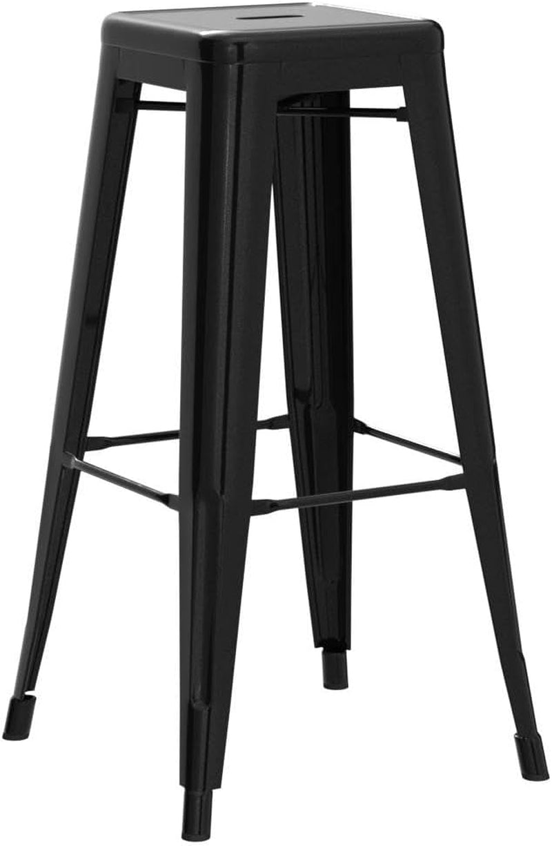 30 Inches Metal Bar Stools High Backless Stools Bar Height Stools Patio Furniture Indoor/Outdoor Stackable Kitchen Stools Dining Chair Set of 4-3