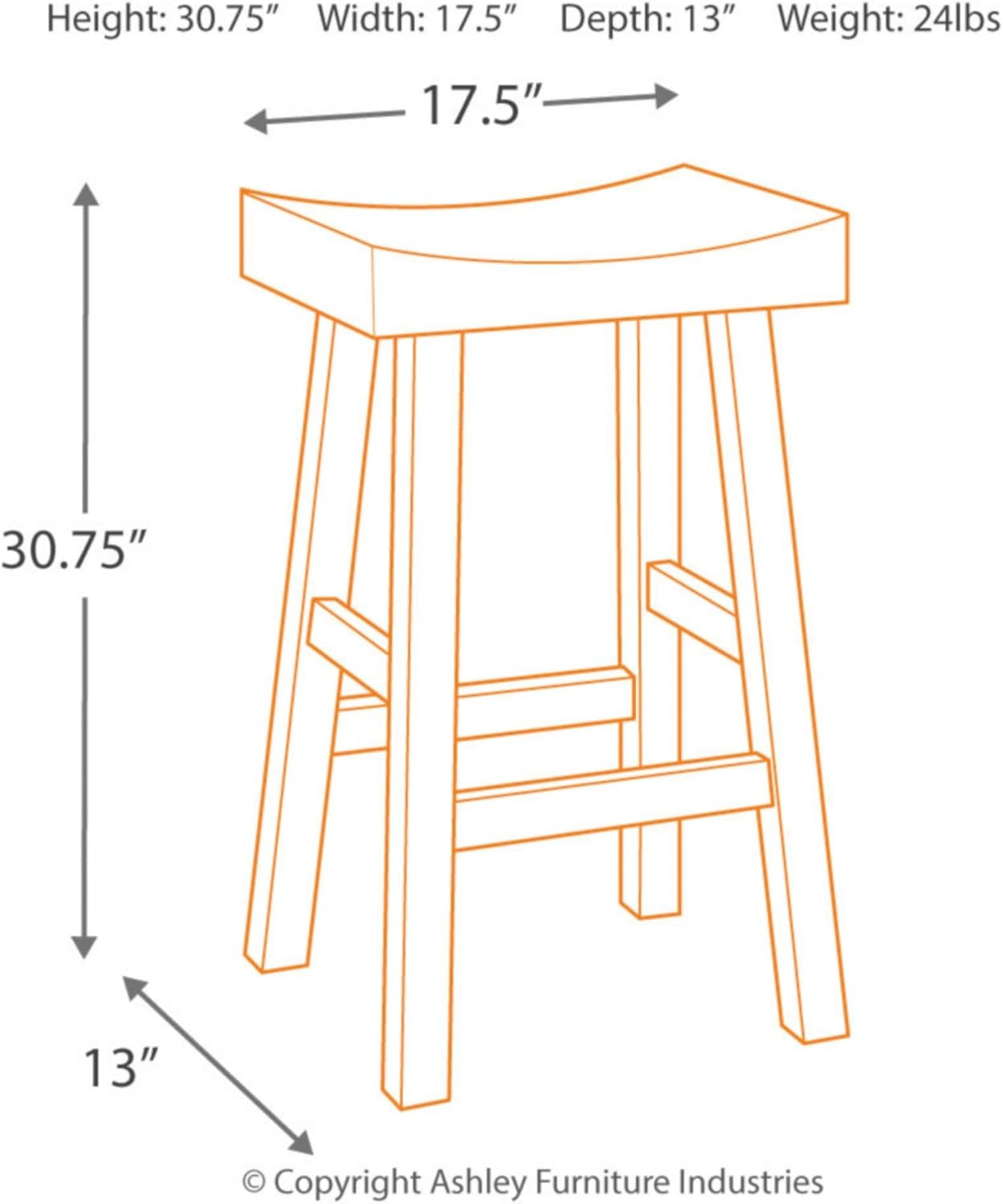 Glosco Farmhouse 30.63" Pub Height Saddle Barstool, Set of 2, Two-Tone Brown-2