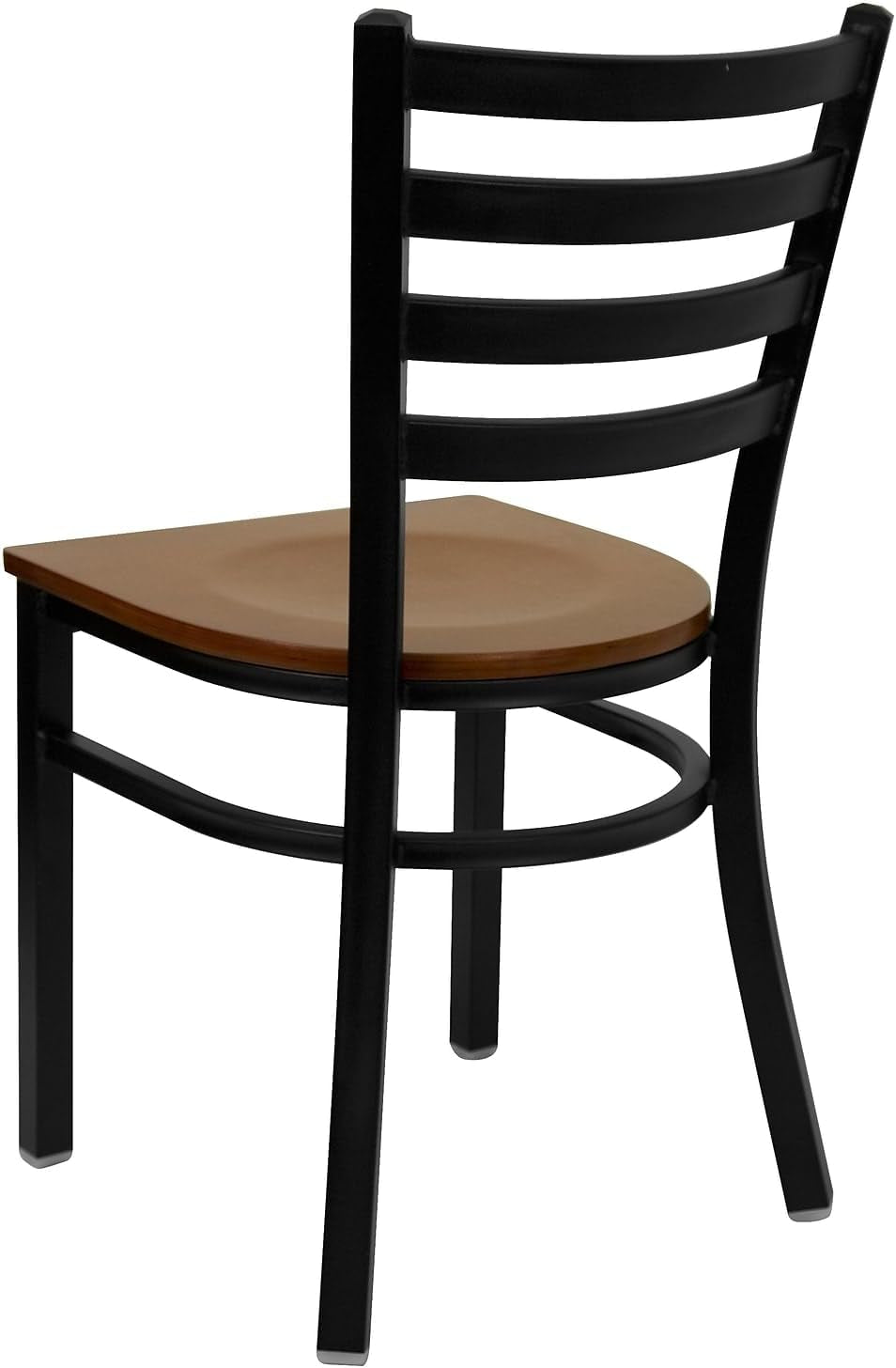 2 Pack HERCULES Series Black Ladder Back Metal Restaurant Chair - Cherry Wood Seat-4