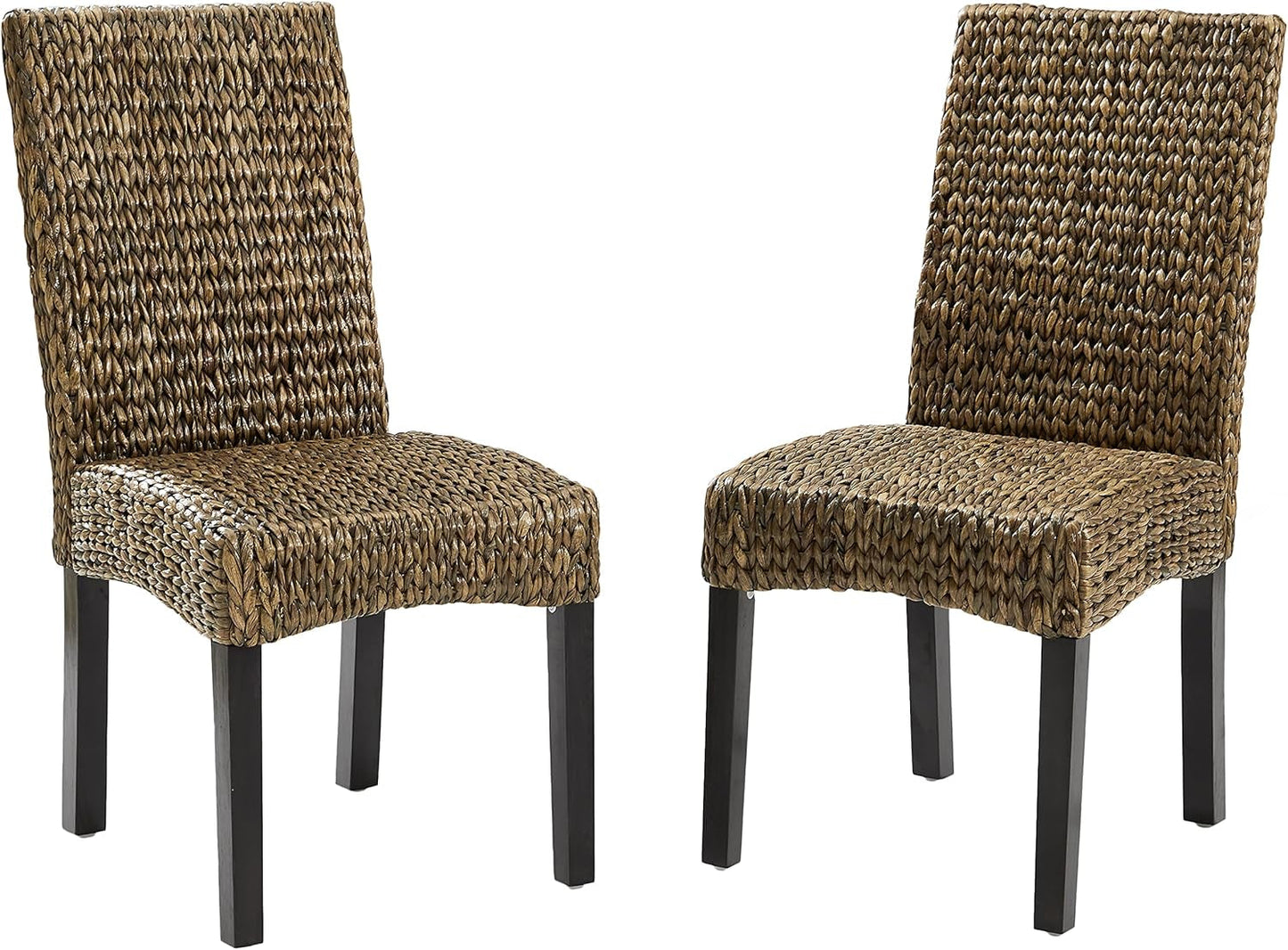 Edgewater Handwoven Natural Fiber Rattan Dining Chairs Set of 2, Seagrass-2