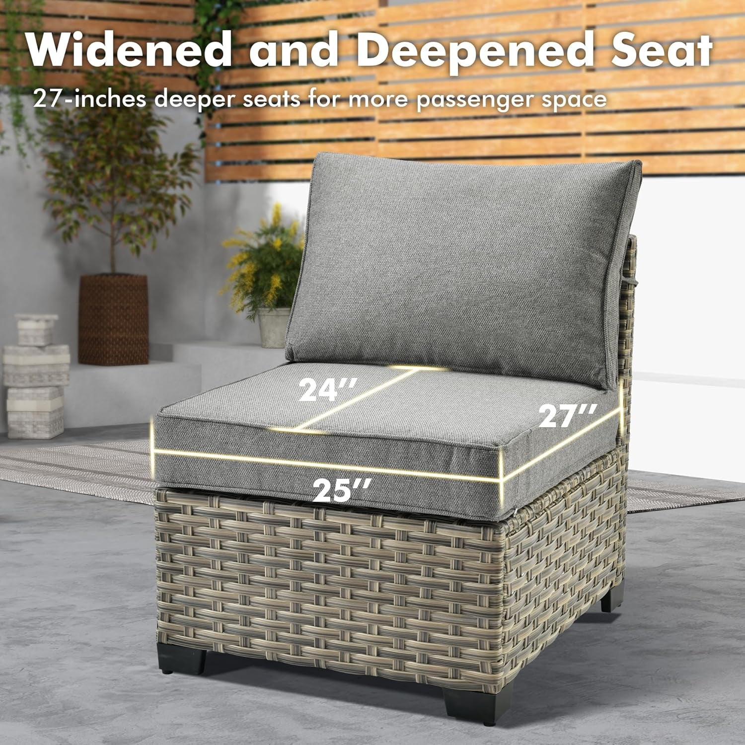 WEAXTY 6 Pieces Wicker Patio Furniture,Outdoor Sectional Furniture Set with Cushions and Luminous Coffee Table,All-Weather Conversation Sets Patio Furniture(Dark Gray)-2
