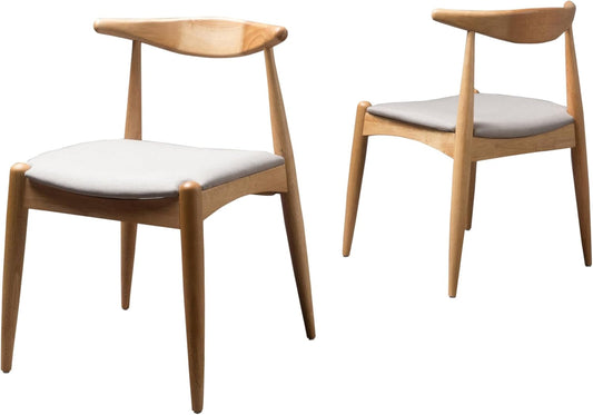 Francie Fabric with Oak Finish Dining Chairs, 2-Pcs Set, Grey / Oak-0