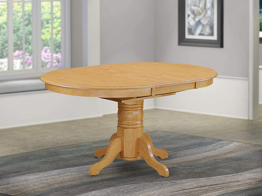 Oak Finish round Wood Dining Table-0