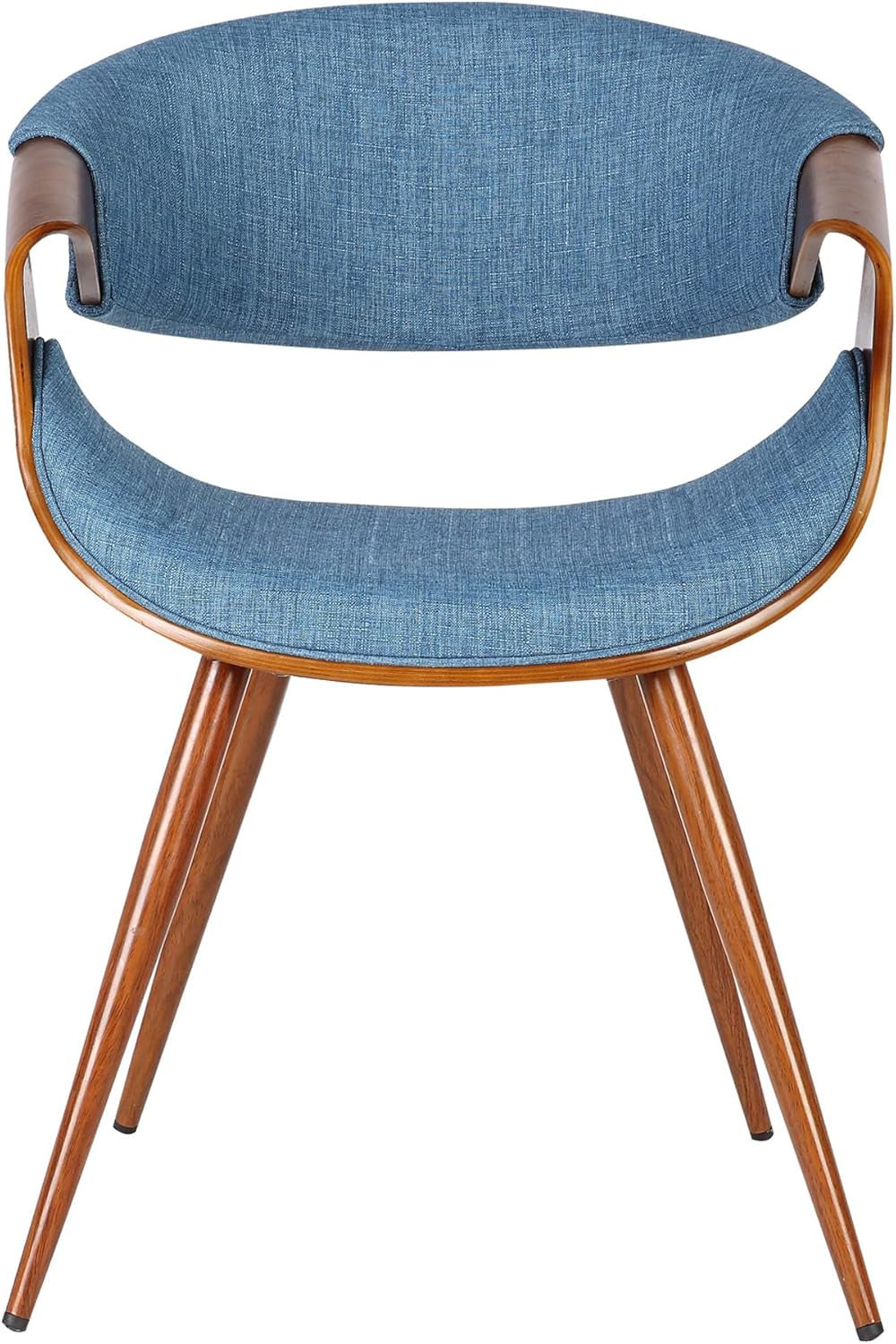 Butterfly Mid Century Modern Dining Chair for Kitchen Office Desk Vanity in Blue Fabric Upholstery and Walnut Wood Finish-3