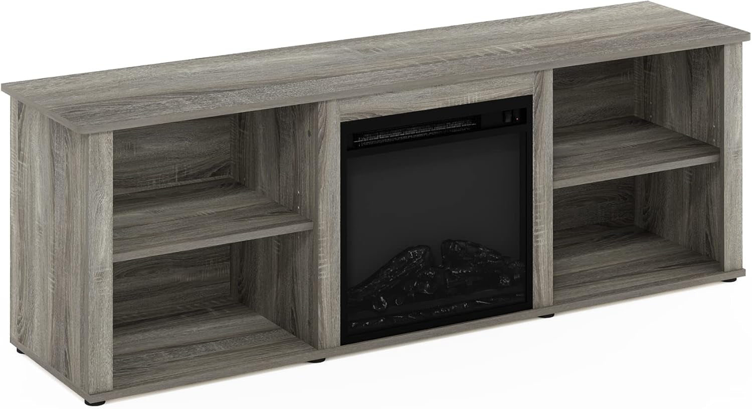Classic 70 Inch TV Stand with Fireplace, French Oak Grey-4