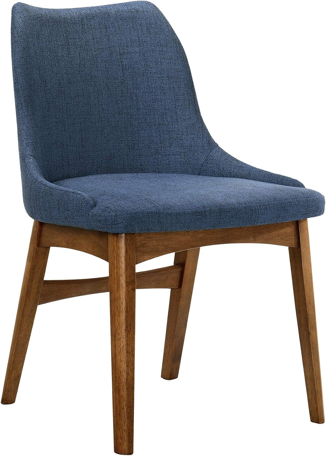 Azalea Blue Fabric and Walnut Wood Dining Side Chairs - Set of 2-2