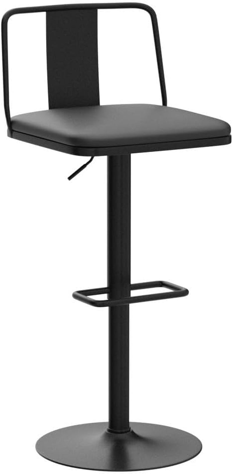 Metal Swivel Barstools Set of 2, Enlarged PU Leather Seat with Metal Back, Adjustable from 24" to 33" for Counter Height & Bar Height, Modern Design for Kitchen and Restaurant,Matteblack-3