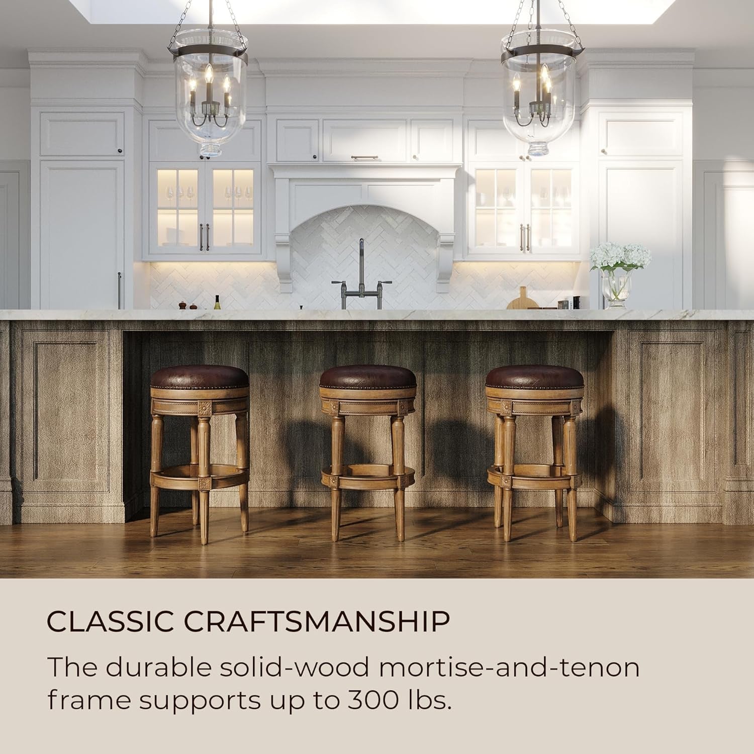 Pullman 31 Inch Tall Bar Height Upholstered Backless Barstool in Walnut Finish with Marksman Saddle Vegan Leather Cushion Seat, Set of 2-4