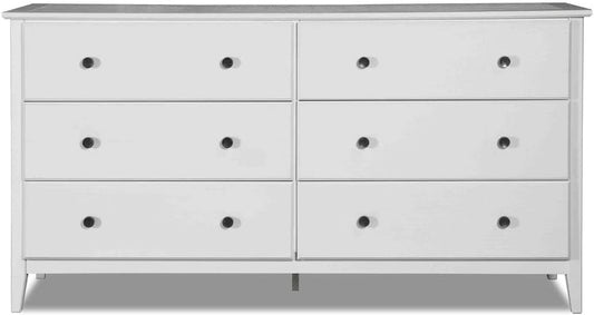 Greenport 6-Drawer Bedroom Dresser, Solid Wood with a Brushed White Finish-0