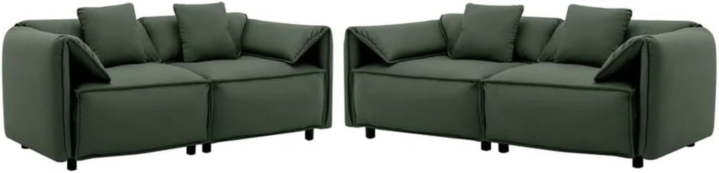 2 - Piece Living Room Set with 4 Tosiing Pillows, Upholstery, Suitable for Living Room,Green (D as Shown)-0