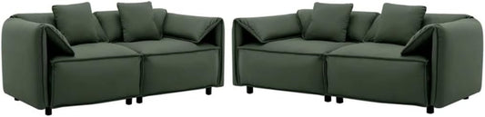 2 - Piece Living Room Set with 4 Tosiing Pillows, Upholstery, Suitable for Living Room,Green (D as Shown)-0