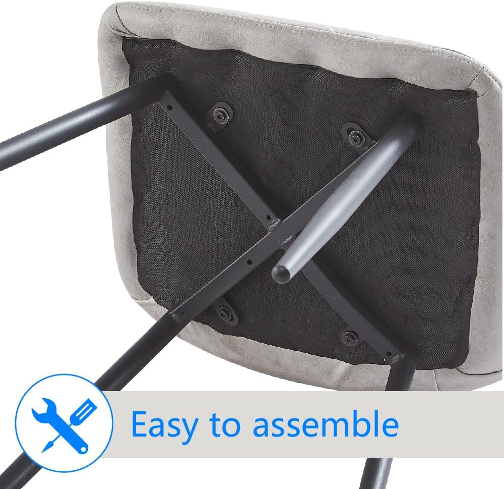 4 Set of Dining Chairs, Metal Frame Dining Chair for Kitchen Room,Technology Cloth Seat Chair for Living Room, Bedroom(Beige)-4