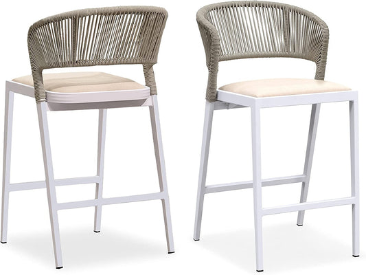 Outdoor Rattan Wicker Barstools, Set of 2-0