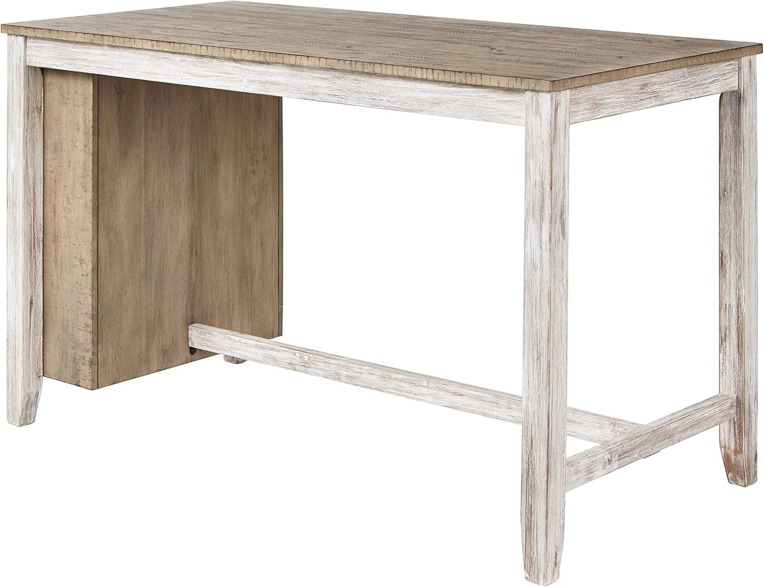 Skempton Farmhouse 36" Counter Height Dining Table with Storage & Wine Rack, Whitewash-4