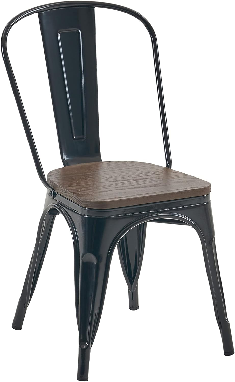 Metal Dining Chair Farmhouse Tolix Style for Kitchen Dining Room Café Restaurant Bistro Patio, 18 Inch, Stackable, Waterproof Indoor/Outdoor (Sets of 4) (Black with Wood Padding)-3