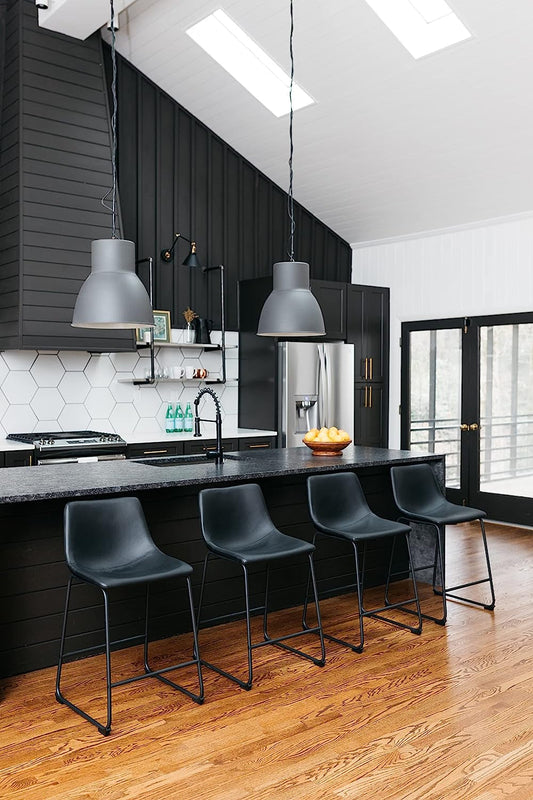 Centiar Modern Bucket Barstool (Set/2) Black-0