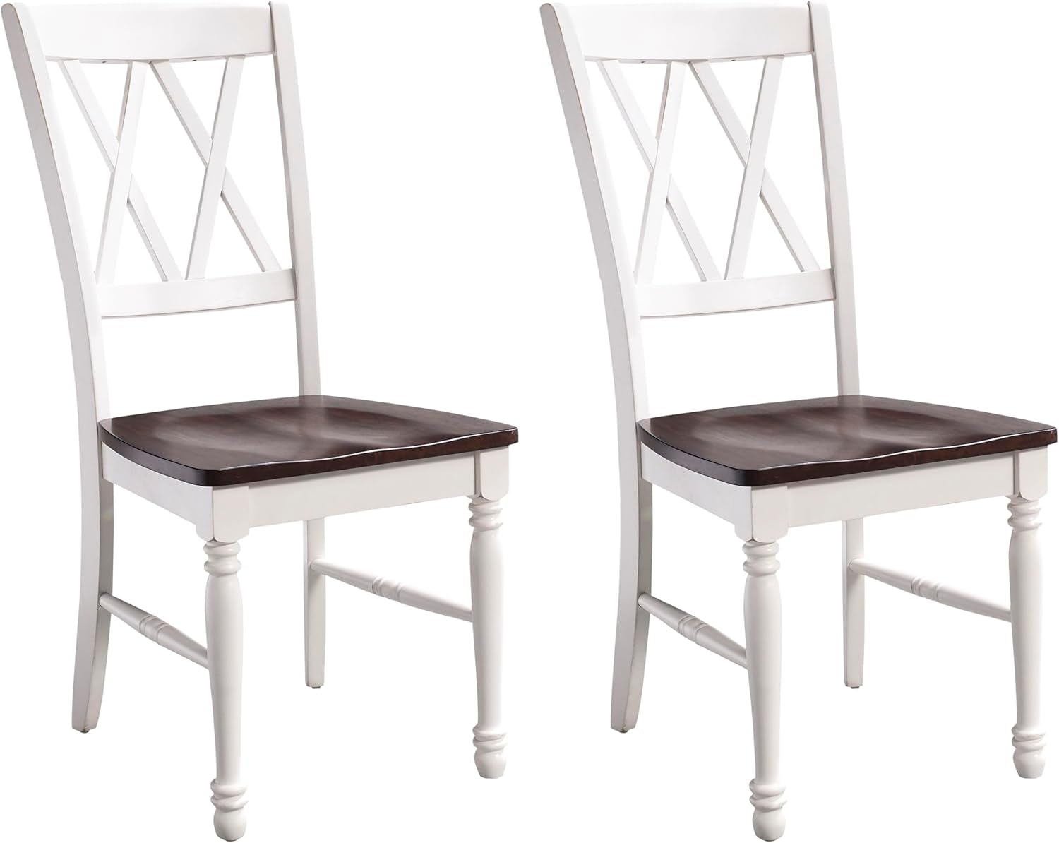 Shelby Traditional Wood X-Back Dining Room Chairs Set of 2, Kitchen Chair, Distressed White-0