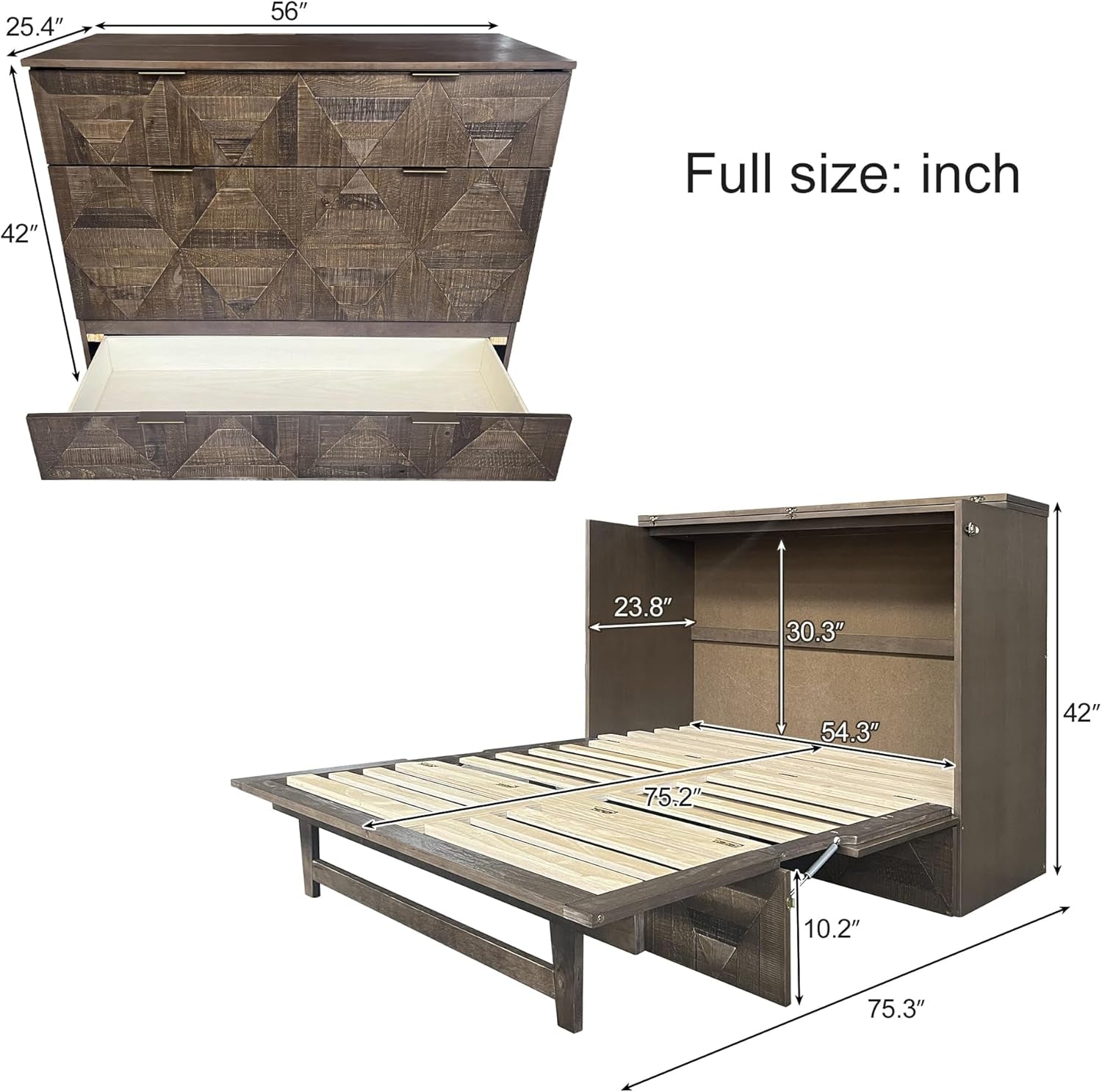 Farmhouse Full Size Murphy Bed with Charging Station-1