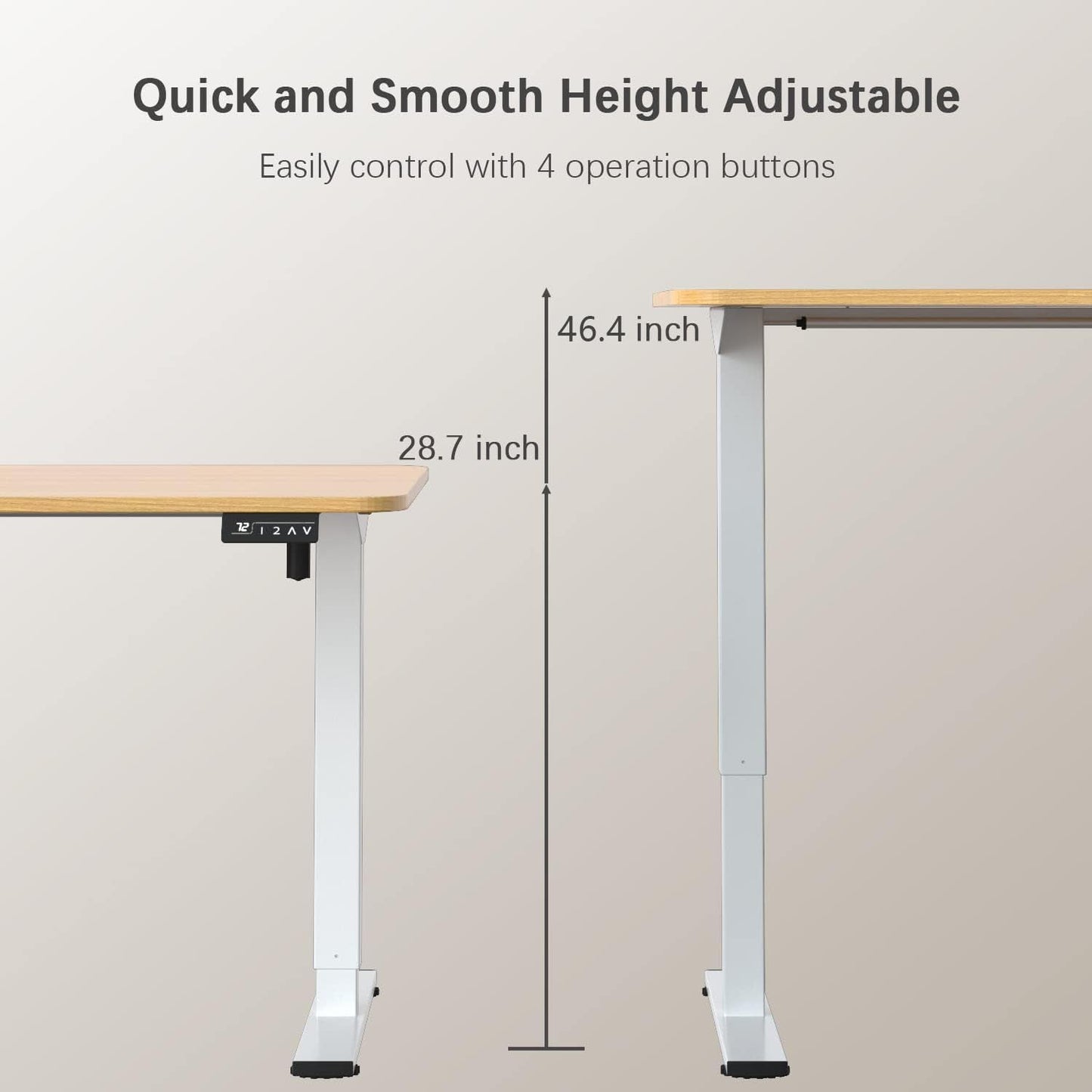 Electric Height Adjustable Standing Desk Large 55 X 24 Inches Sit Stand up Desk Home Office Computer Desk Memory Preset with T-Shaped Metal Bracket, Light Wood-2