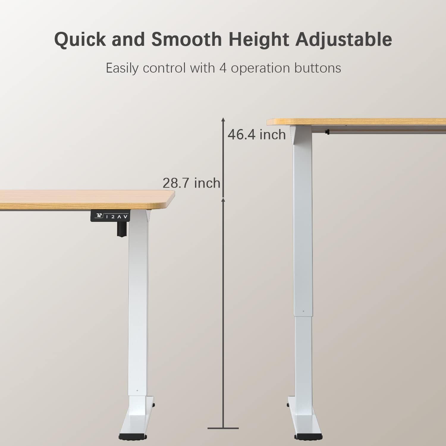 Electric Height Adjustable Standing Desk Large 55 X 24 Inches Sit Stand up Desk Home Office Computer Desk Memory Preset with T-Shaped Metal Bracket, Light Wood-2