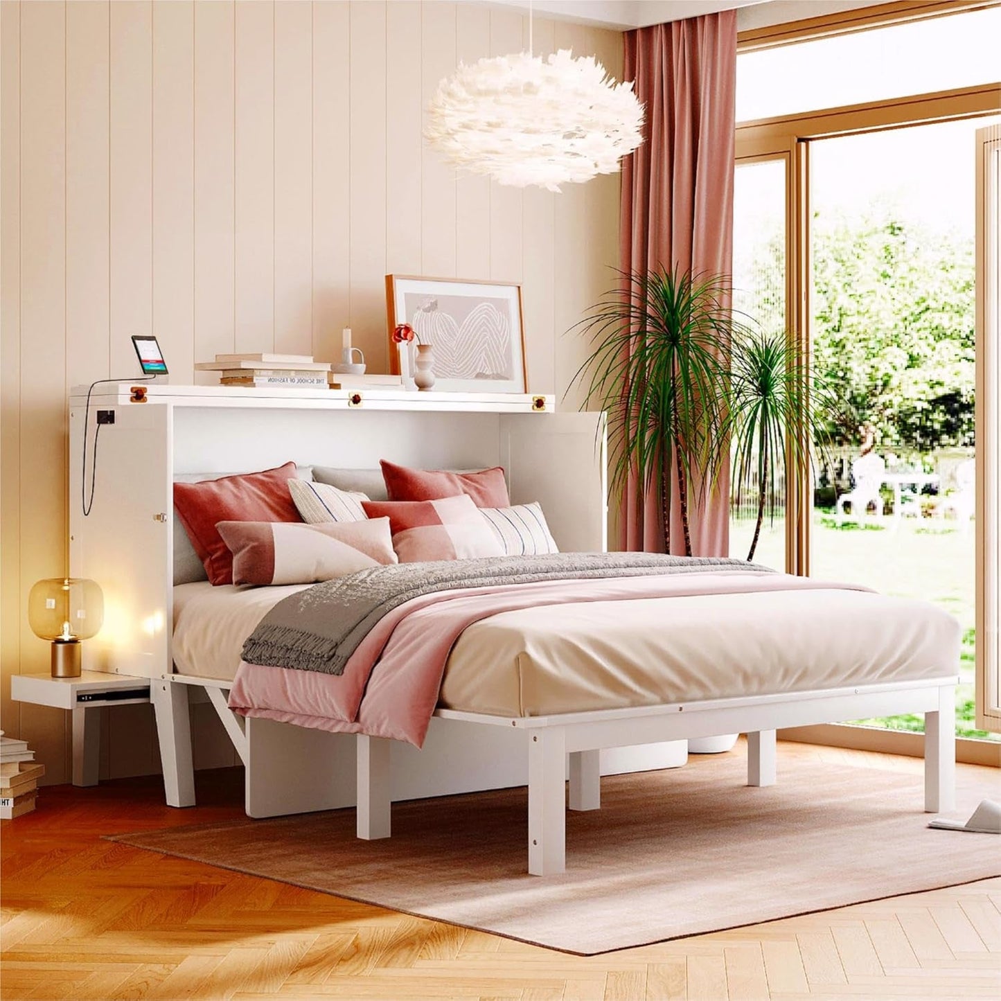 Farmhouse Full Size Murphy Bed with Charging Station-5