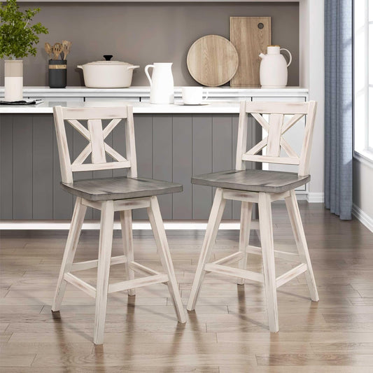 Amsonia Counter Height Swivel Barstool (Set of 2), White-1
