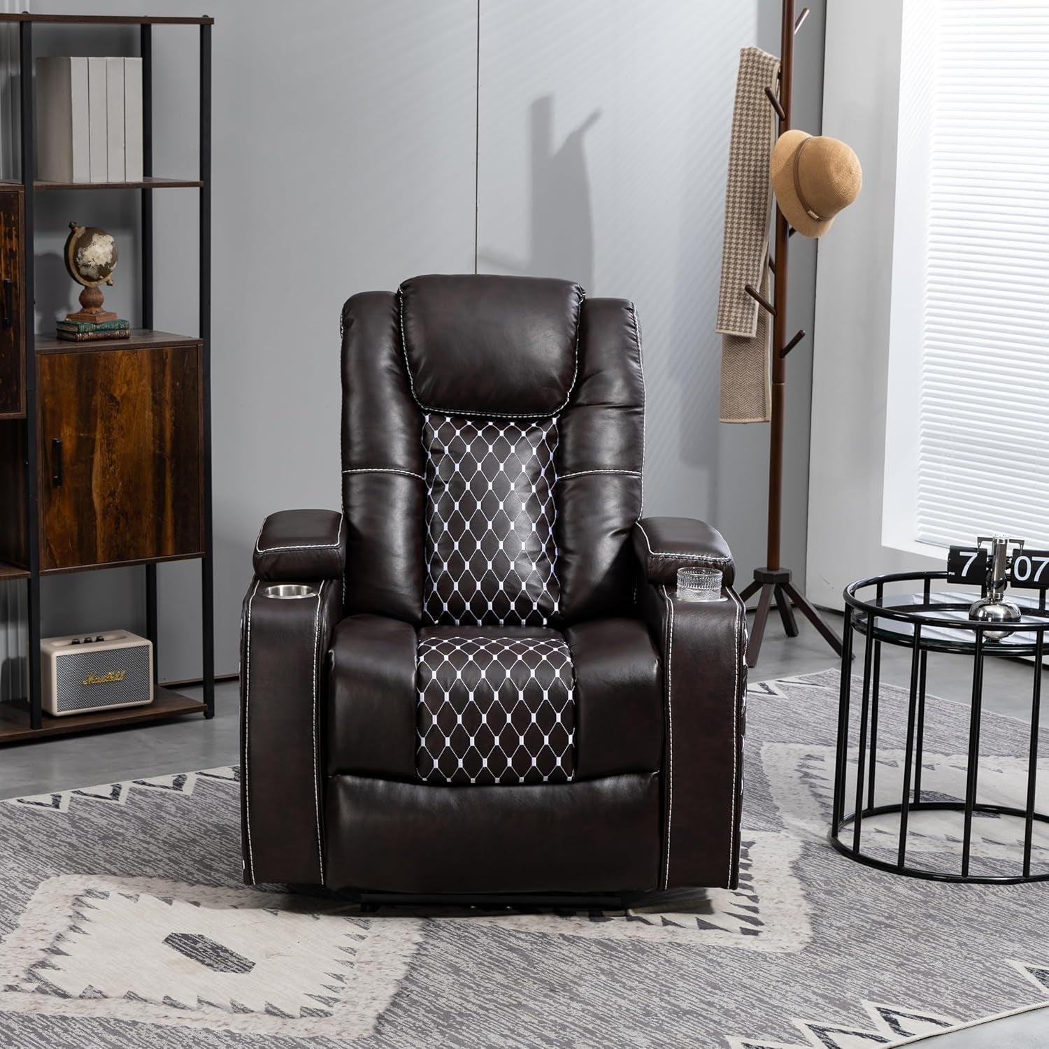 Power Zero Gravity Recliner Chair Infinite Position Lift Armchair with Cupholder,Usb Ports,Storage Armrests and LED Light Strip for Living Room, Faux Leather Upholstery-2