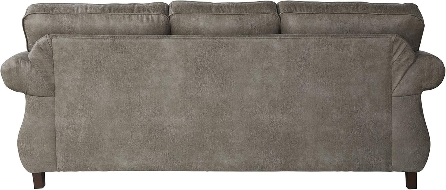 Leinster Faux Leather Upholstered Nailhead 3-Piece Livingroom Set, Sofa, Loveseat, and Chair Set in Stone Gray-2
