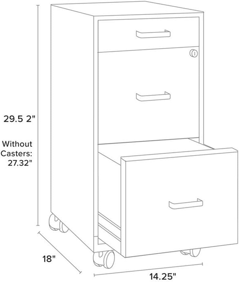 3 Drawers 29.52" Vertical Blue Metal Filing Cabinet-1
