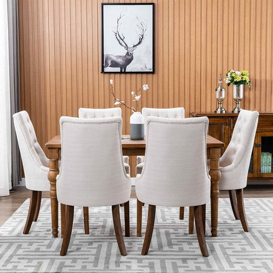 Wingback Tufted Dining Chairs Set of 4-0