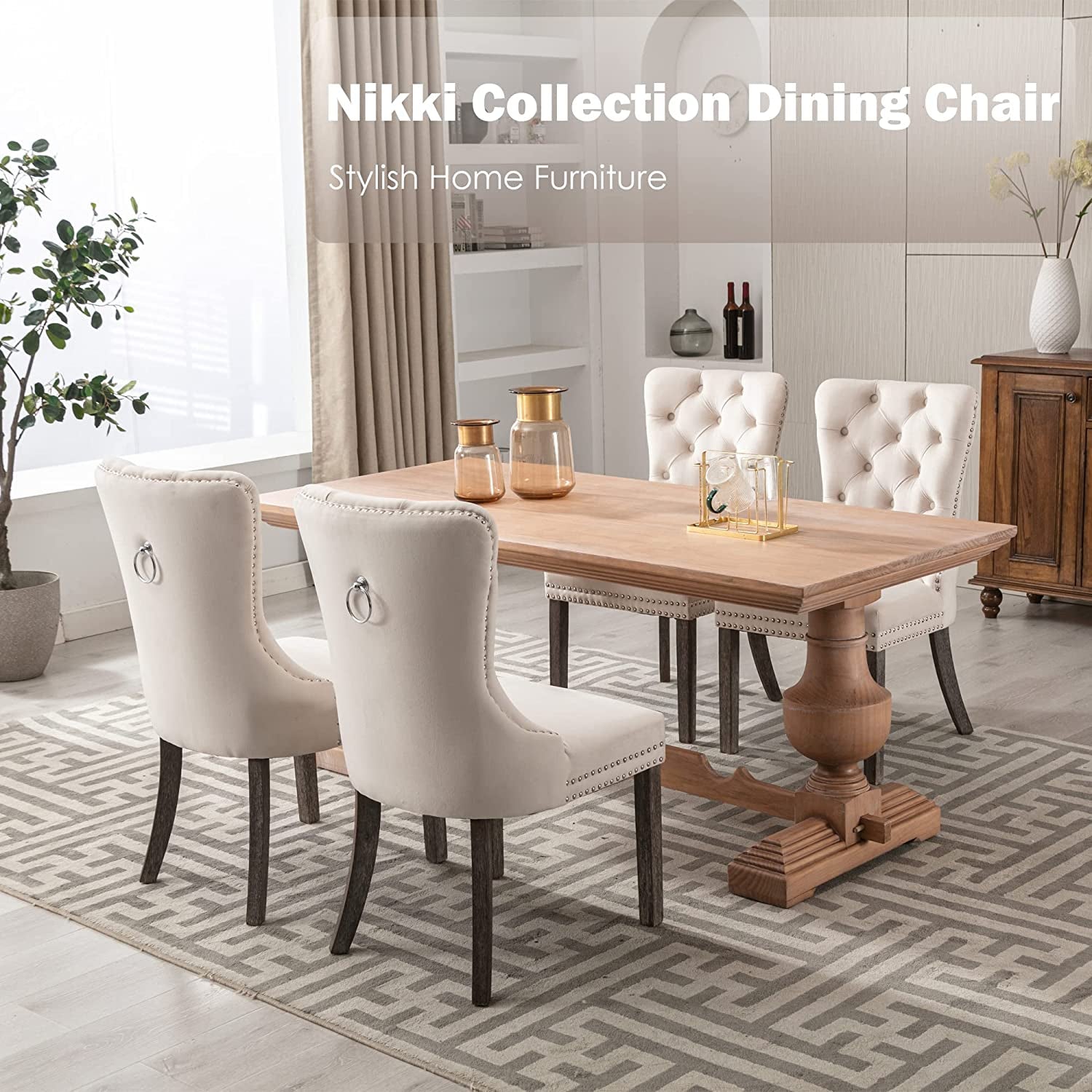 Dining Chairs Set of 6, Velvet Nikki Collection Dining Room Chair Upholstered Modern Luxury-4