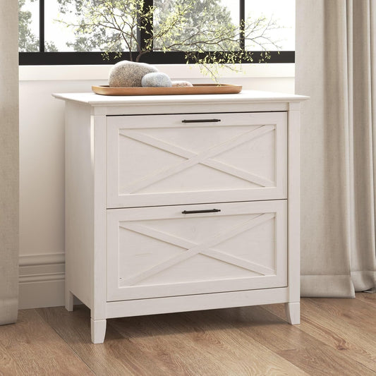 Bush Furniture Key West 2 Drawer Lateral File Cabinet in Linen White Oak | Document Storage for Home Office | Accent Chest with Drawers-1