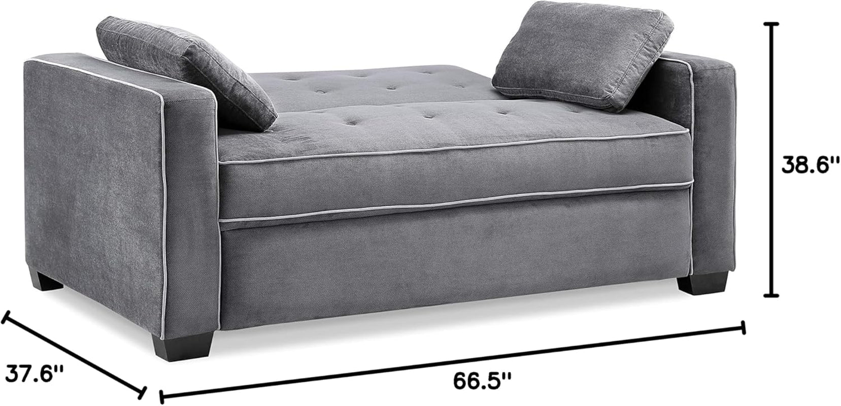 Ainsley Loveseat with Pull Out Sleeper Microfiber Charcoal Full-2