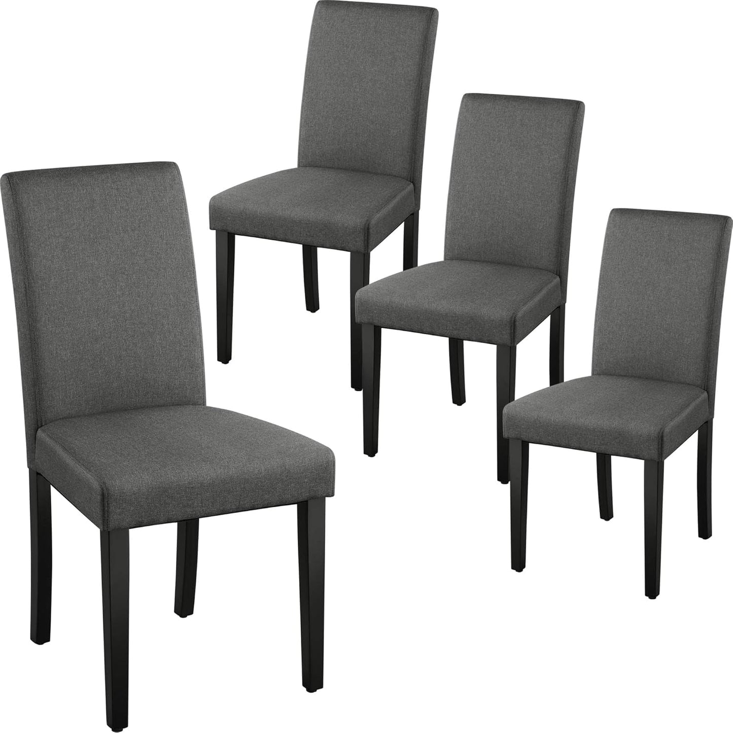 Dining Chair Fabric Parson Chair Modern Stylish Upholstered Kitchen Living Room Padded Chair Armless Side Chair with Solid Wood Legs Set of 4, Dark Grey-0