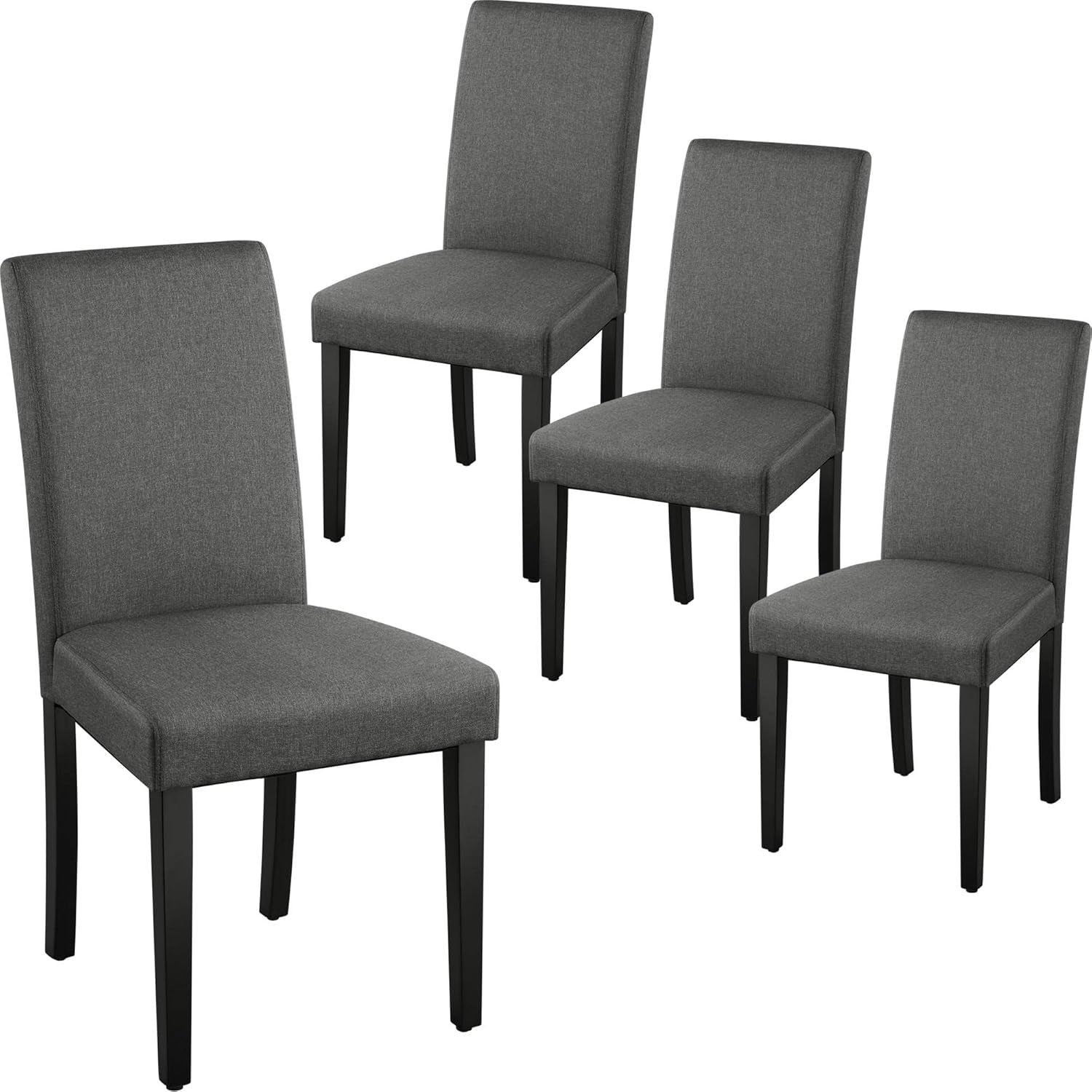 Dining Chair Fabric Parson Chair Modern Stylish Upholstered Kitchen Living Room Padded Chair Armless Side Chair with Solid Wood Legs Set of 4, Dark Grey-0
