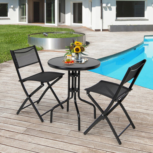 3 Pieces Folding Bistro Table Chairs Set for Indoor and Outdoor-0