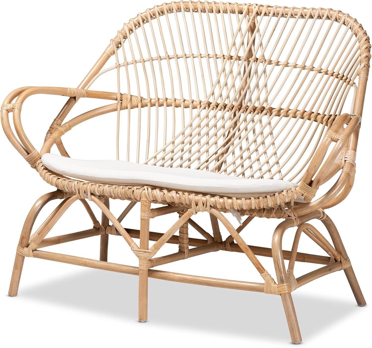 Jayden Modern Bohemian Natural Rattan 5-Piece Living Room Set-2