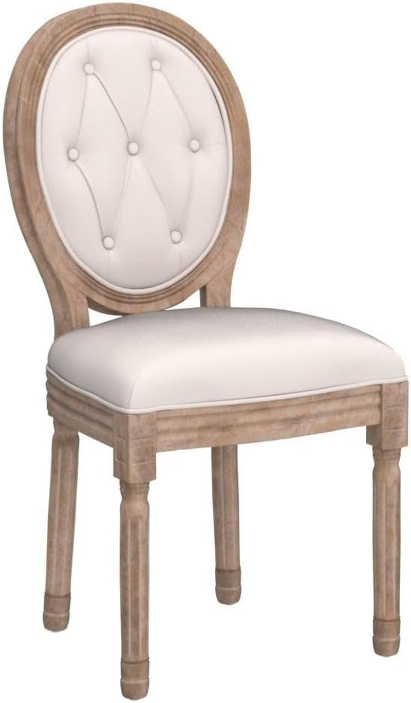 French Country Dining Chairs Set of 4, Vintage Louis Chairs with Curved Backrest and Beautifully Carved Solid Wood Frame, Farmhouse Dining Chairs for Living Room, Kitchen, Restaurant-4