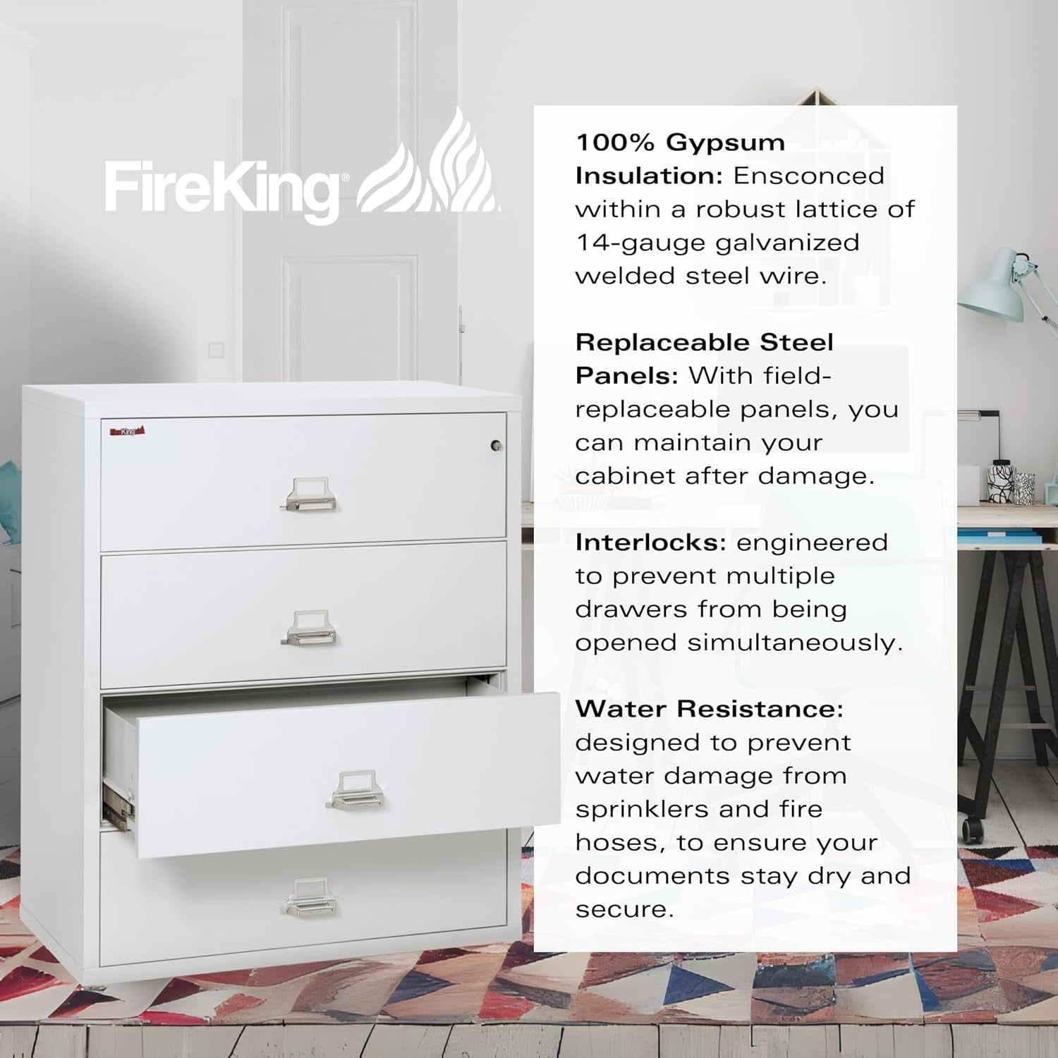White 4 Drawer Fire Safe Lateral File-4