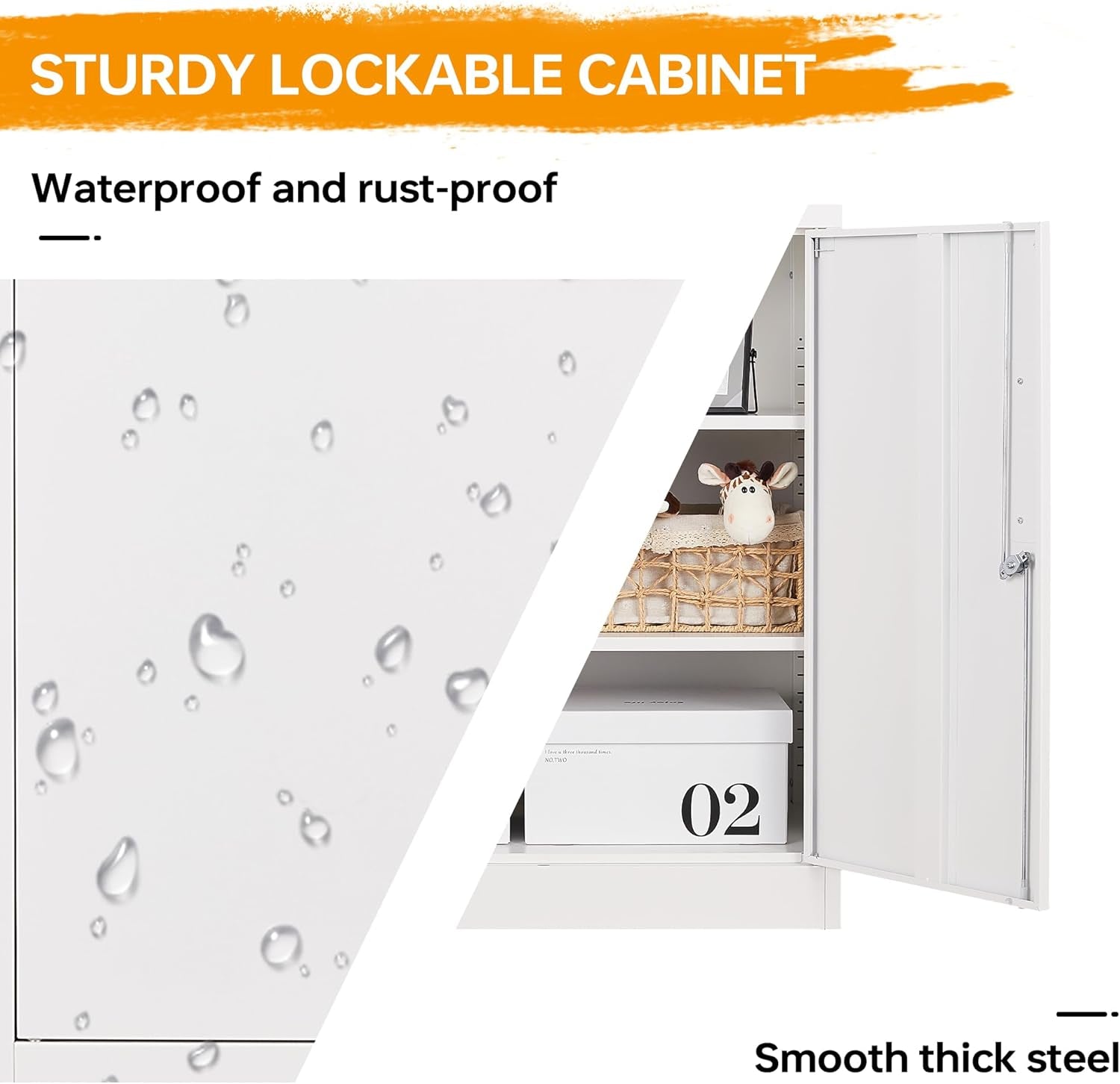 Metal Storage Cabinet with 2 Doors, Lockable Steel Storage Cabinet with 2 Doors and Adjustable Shelves, Steel Lockable File Cabinet, Locking Tool Cabinets for Office,Home,Garage-4