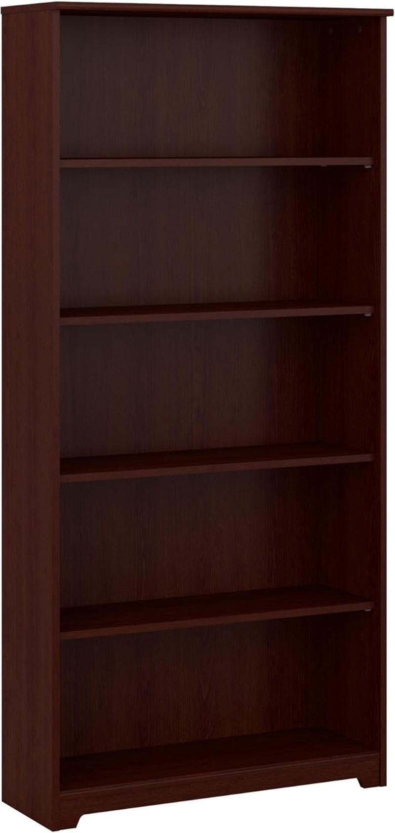 Bush Furniture Tall 5 Shelf Bookcase, Large Open Bookshelf, Sturdy Display Cabinet for Living Room or Home Office, Cabot Collection, Harvest Cherry-0