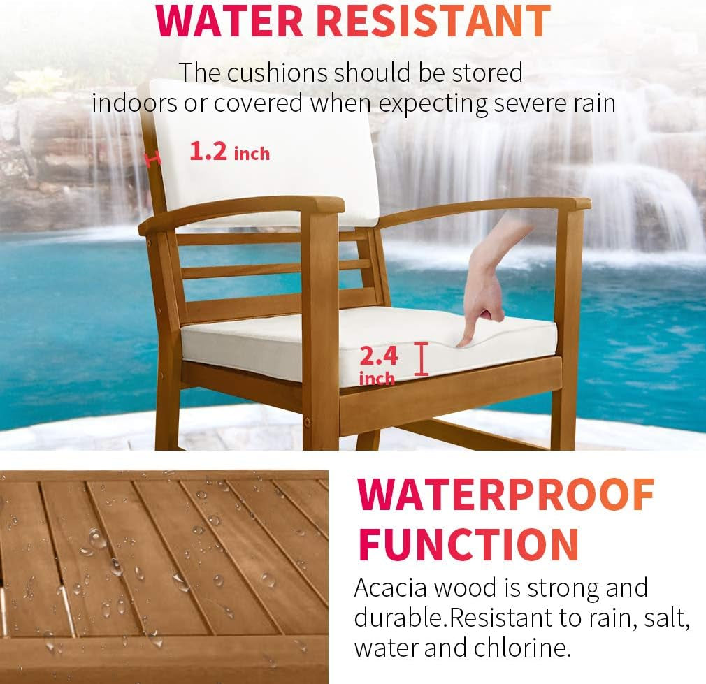 Patio Conversation Set Patio Furniture Patio Sofa Set Outdoor Chat Set 4-Piece Acacia Wood Outdoor Seating Set with Water Resistant Cushions and Coffee Table for Pool Beach Backyard Balcony Garden-4